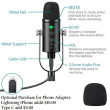 Load image into Gallery viewer, USB Condenser Microphone HIFI DSP Noise Reduction Reverberation Adjustable Built-In Sound Card