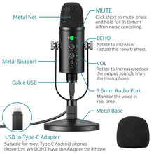 Load image into Gallery viewer, USB Condenser Microphone HIFI DSP Noise Reduction Reverberation Adjustable Built-In Sound Card