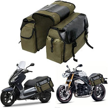 Load image into Gallery viewer, Large Capacity Double Panniers Bag Canvas Bicycle Rear Seat Storage Trunk Bag Travel Khaki (30 Liter)
