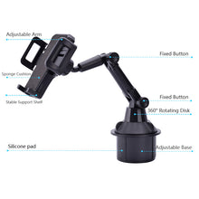 Load image into Gallery viewer, Car Cup Holder Mount for Phone Support to Size up to 7 Inch Mechanical Design Extendable Arm