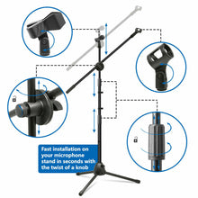 Load image into Gallery viewer, Tripod Floor Stand Professional Swing Boom Extendable Dual Microphone Holder Height Adjustable