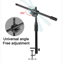 Load image into Gallery viewer, Adjustable Boom Arm Phone Holder with Adjustable Metal Clip for Table Photo Shooting