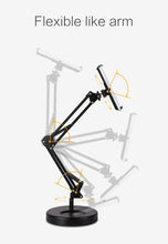 Load image into Gallery viewer, Aluminum Arm Phone & Tablet Stand Holder 360° Swivel with Heavy Base for Tablet up to 10.5"
