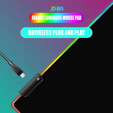Load image into Gallery viewer, RGB Fabric Luminous Mouse Pad Colourful Glowing USB LED Non-slip RGB 14 Lights Mode Anti Slip USB Powered (300*800*4mm)