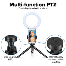 Load image into Gallery viewer, 16cm Live Dimming Ring LED Beauty 3 Light Mode Selfie Light with Height Adjustable Tripod