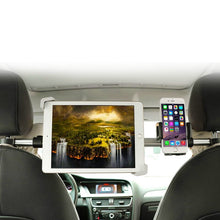 Load image into Gallery viewer, Universal Adjustable Alloy 360° Car Back Seat Phone Holder & Tablet Holder 2 in 1 up to Size 14.0"