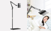 Load image into Gallery viewer, Phone & Tablet Floor Stand, Adjustable Height Free Angle Extension Scissor Arm, Holder Fits 4.7-12.9 inch iPad Pro Air iPhone Tablet/Phones