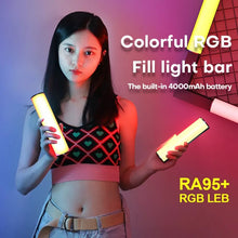 Load image into Gallery viewer, RGB Handheld LED Video Light Wand Stick Photography 4000mAh Battery With APP Remote Control 1000 Lumens Adjustable 3200K-9000K