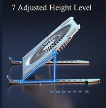 Load image into Gallery viewer, Universal Foldable Laptop & Tablet Stand Ergonomic Height Adjustable Stand with Big LED Cooling Fan