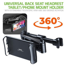 Load image into Gallery viewer, REMAX Retractable Car Back Seat Headrest Clip Holder Support for Phone & Tablet Support up to 11" Inch