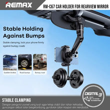 Load image into Gallery viewer, REMAX One Hand Flexi 360° Adjustable Phone Holder Flexi Clamp Rear View Mirror Car Headrest Handle Bar
