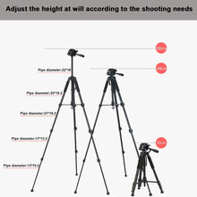 Load image into Gallery viewer, Universal 180cm Camera Tripod Stand 360° for DSLR Cameras & Phones with Universal Compatibility w Phone Mount