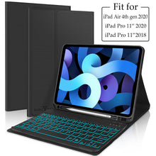 Load image into Gallery viewer, Bluetooth Wireless Keyboard Smart Case with 7 LED Backlight and Protective Case for iPad 10.9"/11.0" Pro