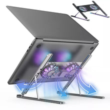 Load image into Gallery viewer, Universal Aluminum Height Adjustable Laptop Stand with Twin Turbo Fan