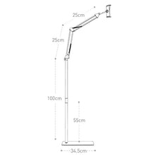 Load image into Gallery viewer, Phone & Tablet Floor Stand, Adjustable Height Free Angle Extension Scissor Arm, Holder Fits 4.7-12.9 inch iPad Pro Air iPhone Tablet/Phones