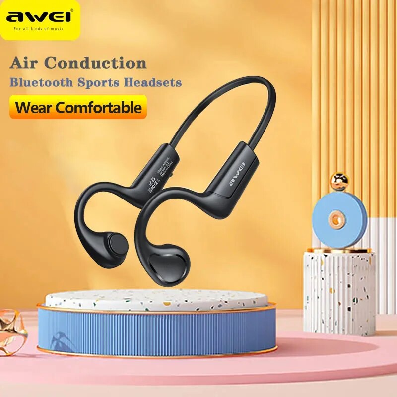 Awei A886BL Air Conduction Headphones Wireless Bluetooth Earphone with Mic Hifi Hanging TWS Earbuds