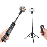 YUNTENG 1688L Compact Light Weight Phone Selfie Stick Tripod Heighten Hand-held Bluetooth Remote Extendable 45-195cm, Weight: 410g