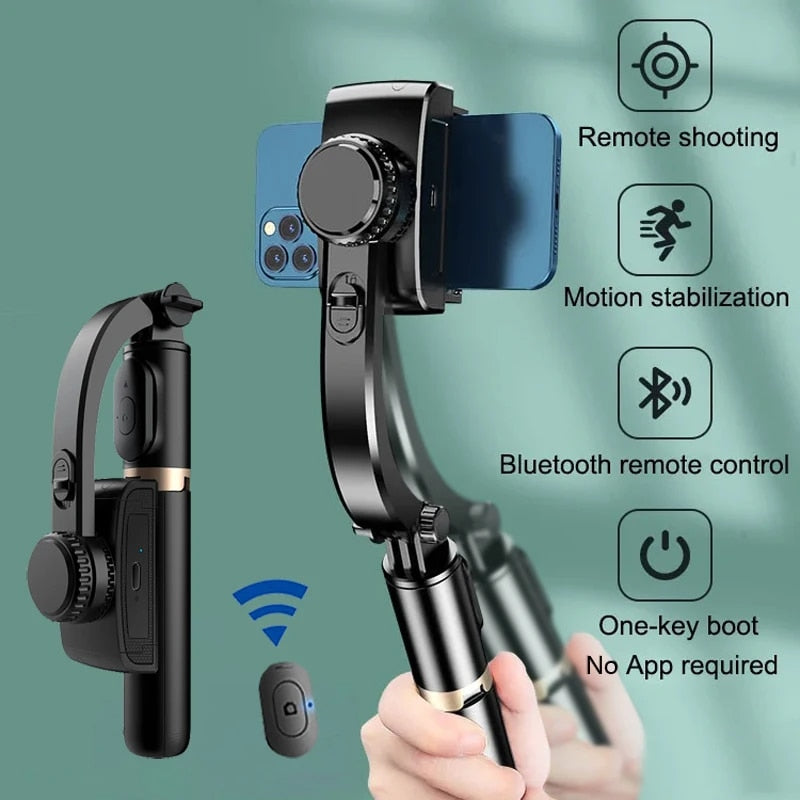 Handheld Gimbal 1-Axis Stabilizer for Smartphone Bluetooth Remote Control Selfie Stick Tripod Stand for iPhone Android Mobile (Q08)