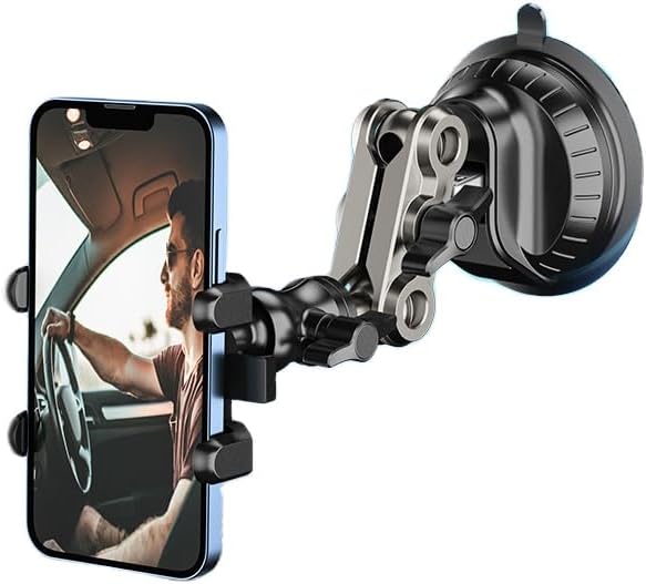 MAILUZHE Anti-Vibration Car Window Windscreen Phone Mount Holder Support upto Phone Size 7"Inch Aluminum Plastic