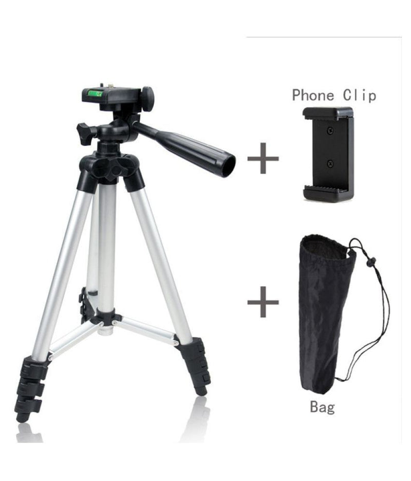 Light Weight Portable Aluminum Tripod Stand & Phone Bracket for Phone & Camera (Below 2kg) Height: 33~103cm