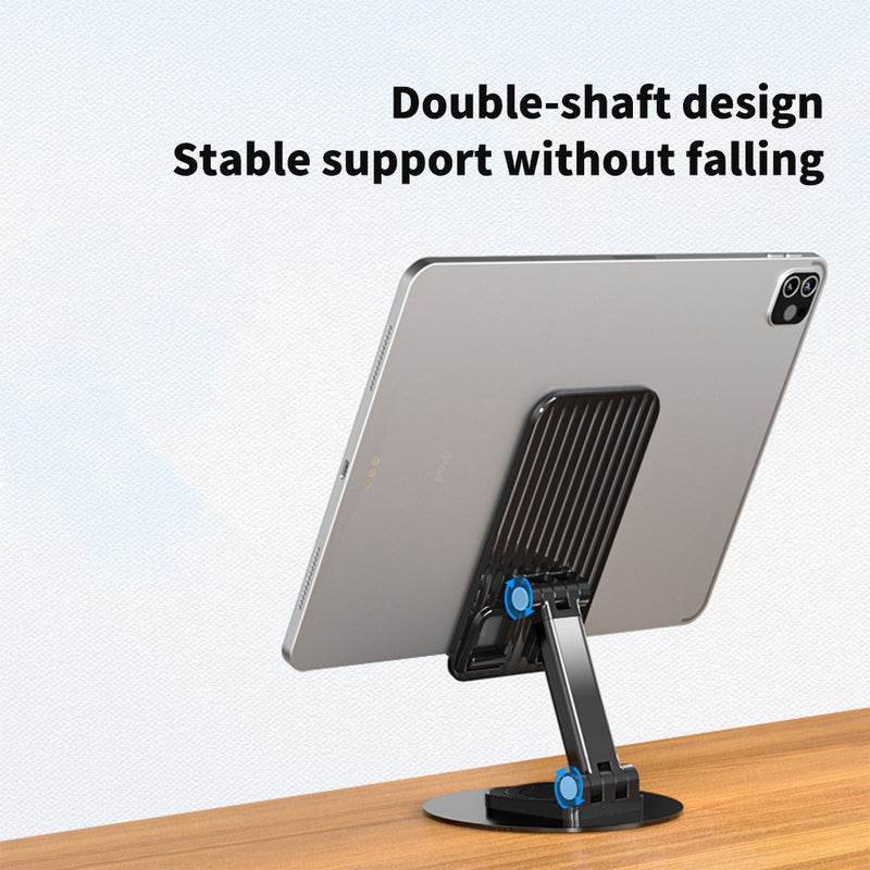 Aluminum Foldable Phone Tablet Holder with 360°Rotating Base,Cradle Dock Compatible size 4-8"