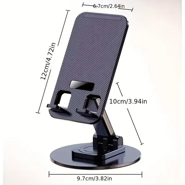 Aluminum Foldable Phone Tablet Holder with 360°Rotating Base,Cradle Dock Compatible size 4-8"