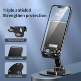 Aluminum Foldable Phone Tablet Holder with 360°Rotating Base,Cradle Dock Compatible size 4-8"