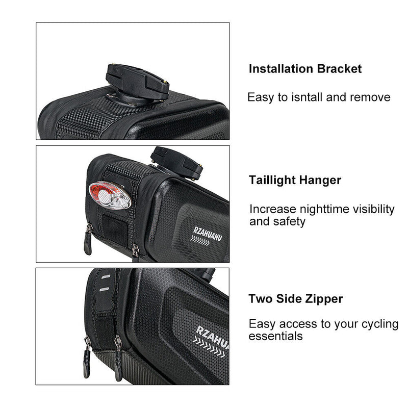 RZAHUAHU Bicycle Saddle Bag 2.5L Large Capacity Seatpost Storage Bag Hard Shell (YA-467)