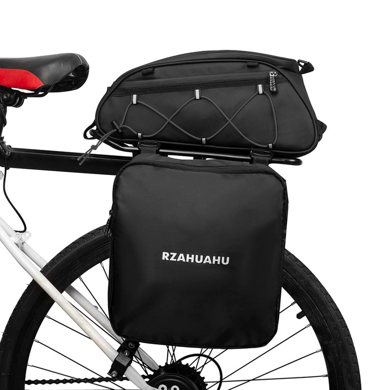 RZAHUAHU Waterproof Bike Pannier Bag (PU LeatherEVA) Bicycle Rack Bag with 2 Side Hanging Bags (YA-532-2S)