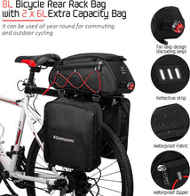 Load image into Gallery viewer, RZAHUAHU Waterproof Bike Pannier Bag (PU LeatherEVA) Bicycle Rack Bag with 2 Side Hanging Bags (YA-532-2S)
