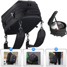 Load image into Gallery viewer, RZAHUAHU Motorcycle Luggage Bags Rear Seat Waterproof Bag Tail Bag Backpack Motorbike Helmet Bag Storage Bags with Expandable Storage 20-28L (YA-533)
