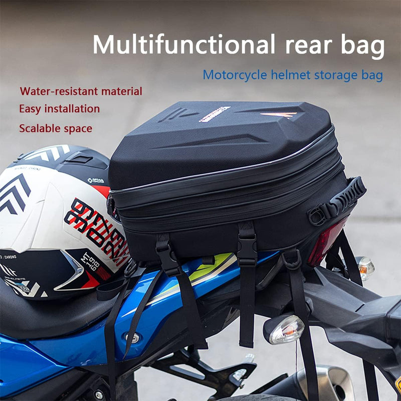 RZAHUAHU Motorcycle Luggage Bags Rear Seat Waterproof Bag Tail Bag Backpack Motorbike Helmet Bag Storage Bags with Expandable Storage 20-28L (YA-533)