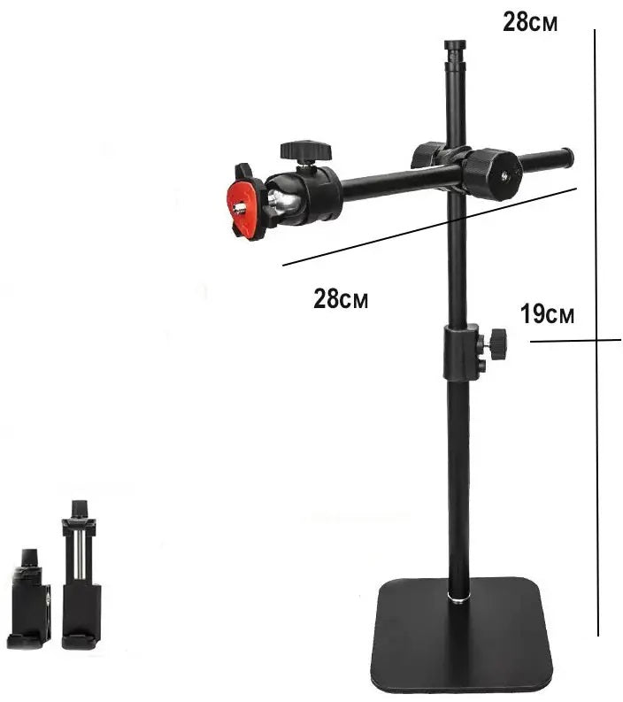 YUNTENG VCT-808 Table Phone Clip Holder Microphone DSLR Camera Desktop Mount Stand & Horizontal Pole