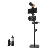 YUNTENG VCT-808 Table Phone Clip Holder Microphone DSLR Camera Desktop Mount Stand & Horizontal Pole