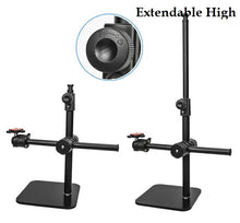 Load image into Gallery viewer, YUNTENG VCT-808 Table Phone Clip Holder Microphone DSLR Camera Desktop Mount Stand &amp; Horizontal Pole

