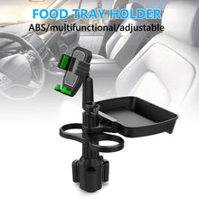 Load image into Gallery viewer, MAILUZHE Car Cup Holder 4 in 1 Holder Tray 360° Rotating Auto Drink Food Table with Dual Cup Holder, Phone Holder, 360°Rotation Adjustable Base, Road Trip Essentials Car Accessories (B06)
