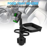 MAILUZHE Car Cup Holder 4 in 1 Holder Tray 360° Rotating Auto Drink Food Table with Dual Cup Holder, Phone Holder, 360°Rotation Adjustable Base, Road Trip Essentials Car Accessories (B06)