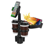 MAILUZHE Car Cup Holder 4 in 1 Holder Tray 360° Rotating Auto Drink Food Table with Dual Cup Holder, Phone Holder, 360°Rotation Adjustable Base, Road Trip Essentials Car Accessories (B06)