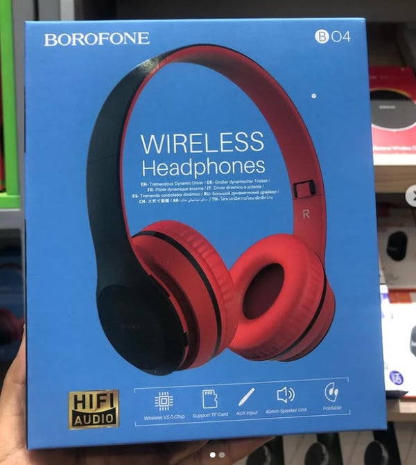 BOROFONE B04 Bluetooth Wireless Headphones with Microphone Support TF Card,AUX, Rechargeble Battery