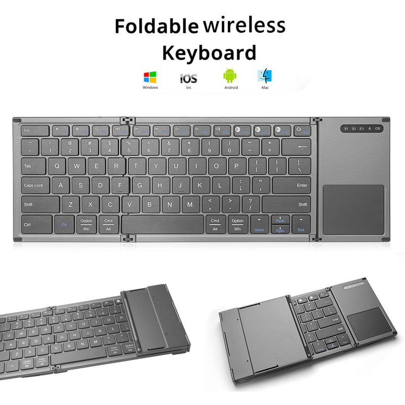 Universal 78 Keys Multi-function Ultra-thin Mini Three Fold Bluetooth Keyboard