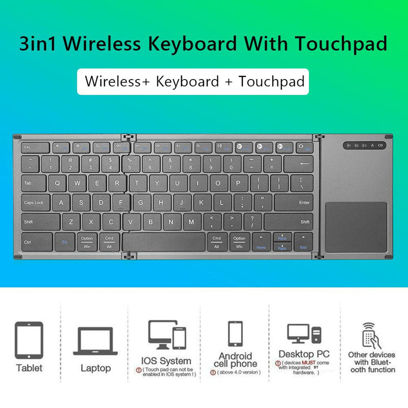 Universal 78 Keys Multi-function Ultra-thin Mini Three Fold Bluetooth Keyboard