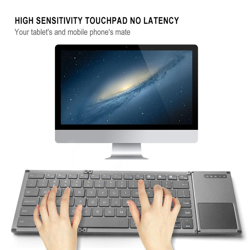 Universal 78 Keys Multi-function Ultra-thin Mini Three Fold Bluetooth Keyboard