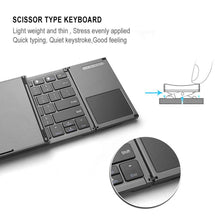 Load image into Gallery viewer, Universal 78 Keys Multi-function Ultra-thin Mini Three Fold Bluetooth Keyboard
