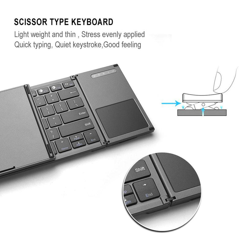 Universal 78 Keys Multi-function Ultra-thin Mini Three Fold Bluetooth Keyboard