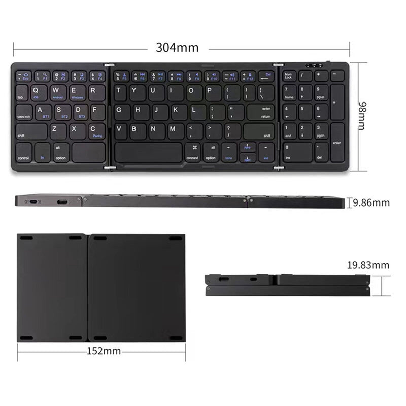 Bluetooth Wireless Rechargeble Folding Keyboard wiht Numeric Pad