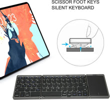 Load image into Gallery viewer, Bluetooth Wireless Rechargeble Folding Keyboard with Touch Pad 64 Keys USB C Charging
