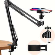 Load image into Gallery viewer, 360° Boom Arm Flexi Adjustment Mobile Phone Holder Table for Desk, Broadcast, Kitchen, Bedroom

