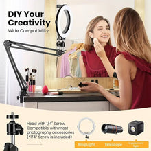 Load image into Gallery viewer, 360° Boom Arm Flexi Adjustment Mobile Phone Holder Table for Desk, Broadcast, Kitchen, Bedroom
