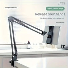 Load image into Gallery viewer, 360° Boom Arm Flexi Adjustment Tablet Phone Holder Table for Desk, Broadcast, Kitchen, Bedroom
