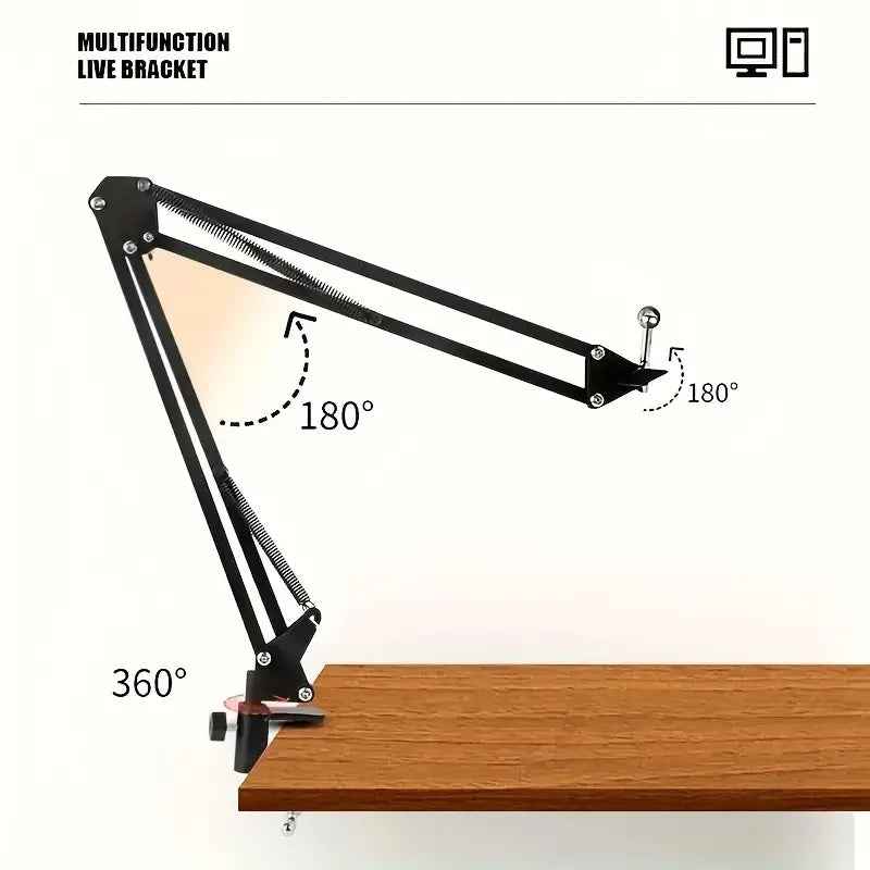 360° Boom Arm Flexi Adjustment Tablet Phone Holder Table for Desk, Broadcast, Kitchen, Bedroom